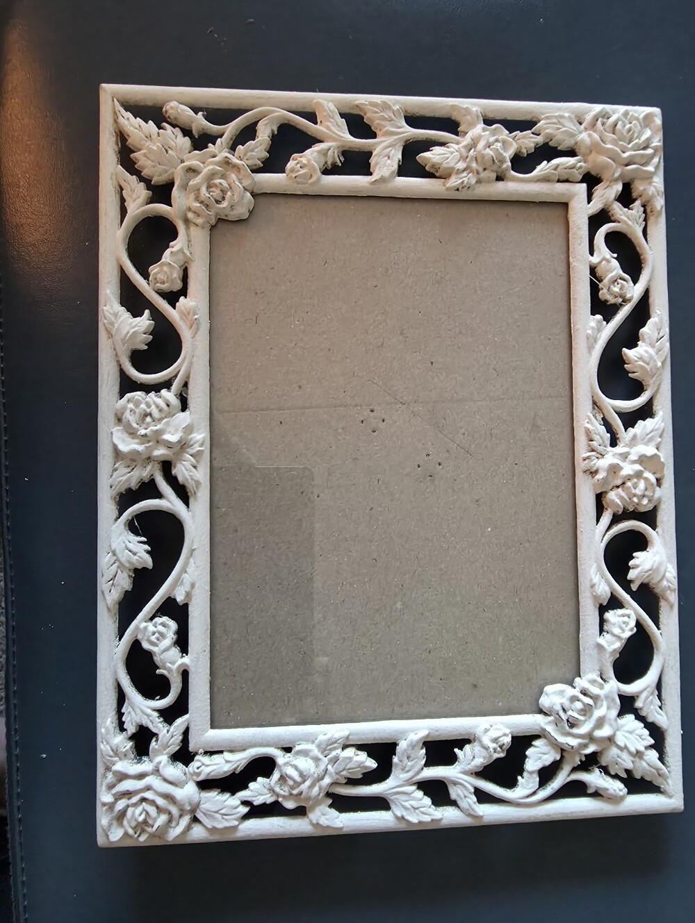 Victorian Style Decorative Metal Photo Frame Cream Vines Roses